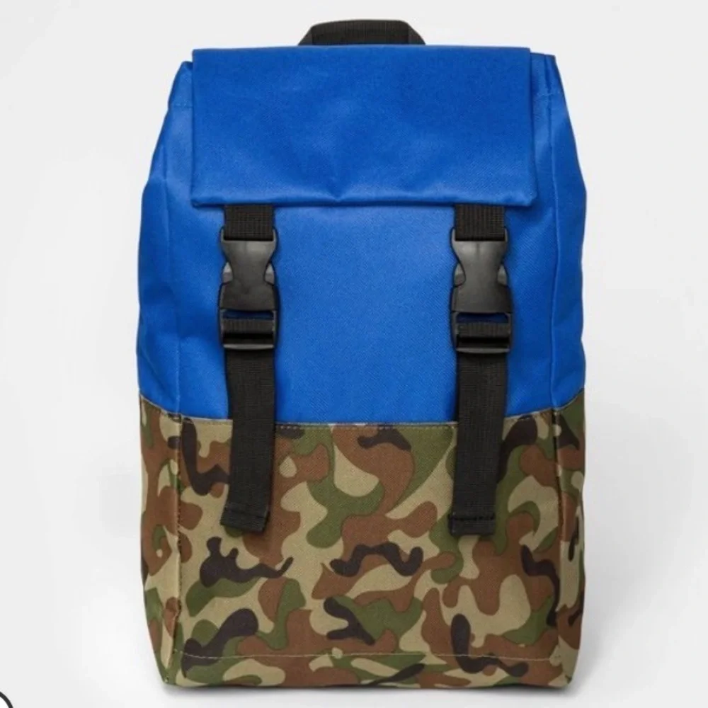 NWT toddler boys blue & green camo backpack